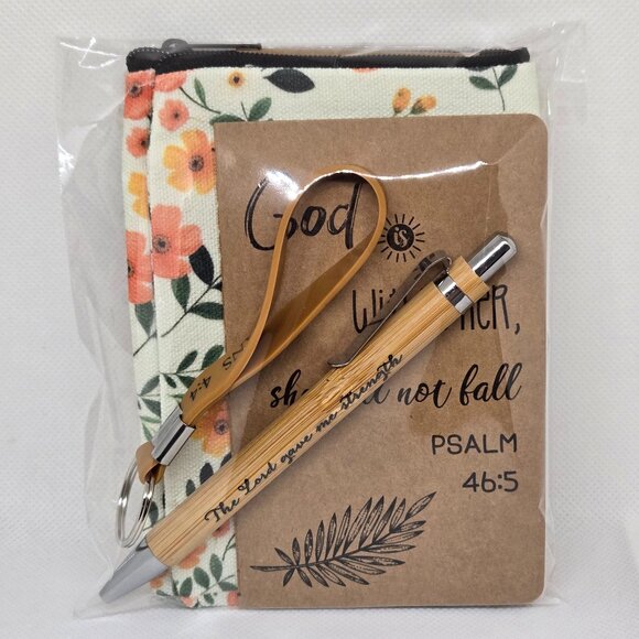 NEW INSPIRATIONAL FAITH CANVAS POUCH, NOTEPAD, PEN, BOOKMARK & KEYCHAIN GIFT SET - Picture 7 of 10